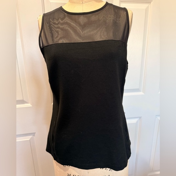 Ralph Lauren Tops - Lauren Black Sleeveless Mesh Yoke Tank Top Size L